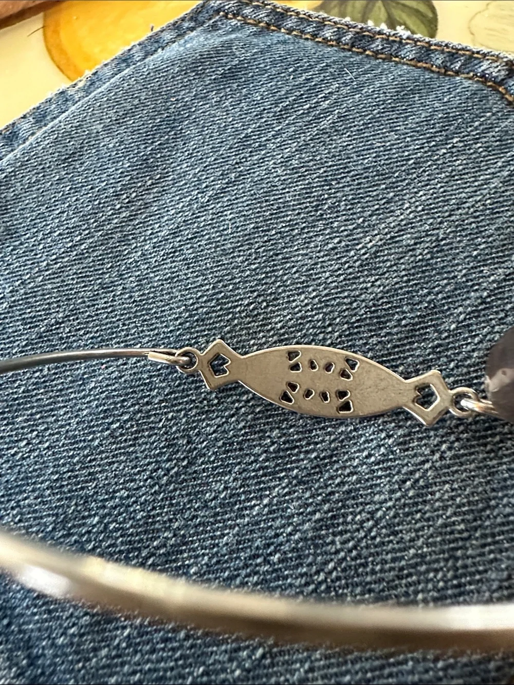 Silver Tone Marcasite Oval Slide On Bangle Bracelet